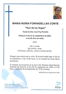DOÑA MARÍA NURIA FORRADELLADAS CONTE